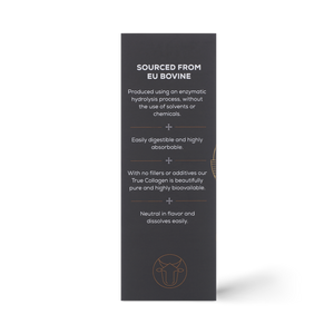 The Ancient + Brave True Collagen Sachets feature Hydrolyzed Bovine Collagen (Type I) from EU sources, made with enzymatic hydrolysis for high absorption, no fillers, superior bioavailability, neutral flavor, and easy dissolvability for whole body health.