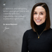 A woman with straight brown hair in a black turtleneck and gold necklace smiles at the camera beside a quote from Dr. Jenna Macciochi about Ancient + Brave True Nightcap’s soothing lemon and ginger blend supporting restful sleep.
