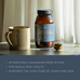 A jar of Ancient + Brave Wild Collagen sits on a round table beside a ceramic mug and gold spoon, with text below highlighting its whole-body, joint, and skin benefits as sunlight softly illuminates the scene.