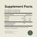 Supplement Facts label for a bovine collagen supplement. Highlights serving size (1 sachet/5g), 15 servings per container, 20 calories, 25mg sodium, 4.5g protein, and 5g hydrolyzed bovine collagen per serving. 15-day supply.