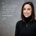 A woman with straight brown hair, in a black turtleneck and gold necklace, smiles at the camera next to a quote from Dr. Jenna Macciochi about Ancient + Brave’s Matcha + Collagen as a caffeine alternative.