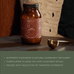 A brown jar labeled True Nightcap sits on a table next to a golden spoon. Below, text highlights benefits: natural overnight recovery, easing rest rituals, and targeted nutrients.