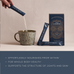 A hand pours Ancient + Brave Wild Collagen Sachet into a mug, with more sachets and the box close by. Text below highlights: nourishes from within, supports whole-body health, joints, and skin.