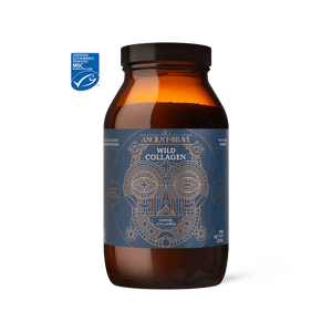 Jar of type I hydrolysed marine collagen powder from Ancient and Brave